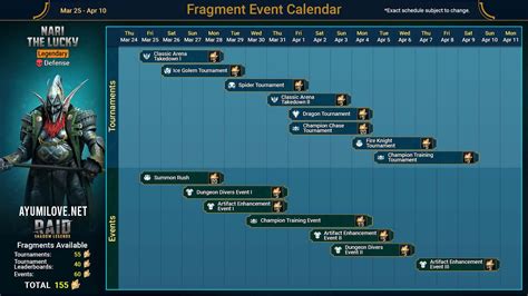 Raid Shadow Legends Event Calendar 2022